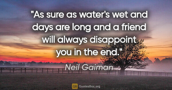 Neil Gaiman quote: "As sure as water's wet and days are long and a friend will..."