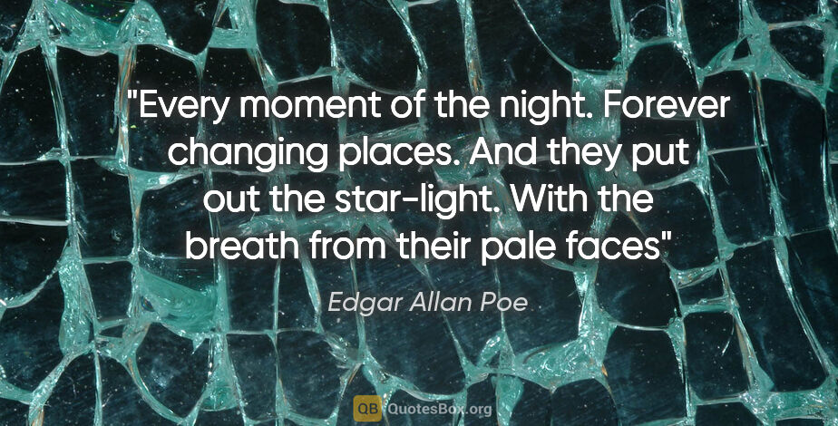 Edgar Allan Poe quote: "Every moment of the night. Forever changing places. And they..."