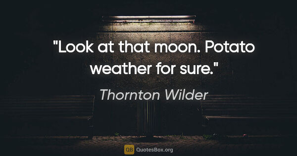 Thornton Wilder quote: "Look at that moon. Potato weather for sure."