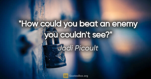 Jodi Picoult quote: "How could you beat an enemy you couldn't see?"