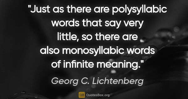 Georg C. Lichtenberg quote: "Just as there are polysyllabic words that say very little, so..."