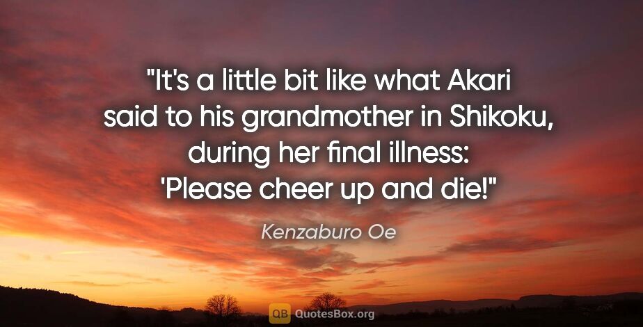 Kenzaburo Oe quote: "It's a little bit like what Akari said to his grandmother in..."