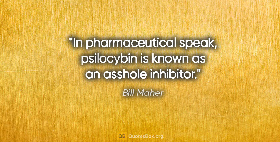 Bill Maher quote: "In pharmaceutical speak, psilocybin is known as an asshole..."
