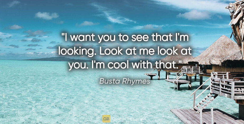 Busta Rhymes quote: "I want you to see that I'm looking. Look at me look at you...."