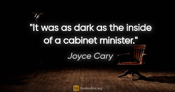 Joyce Cary quote: "It was as dark as the inside of a cabinet minister."