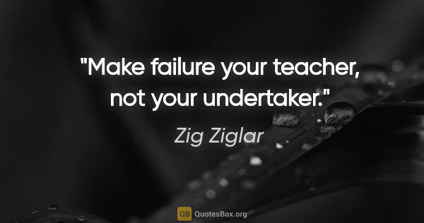 Zig Ziglar quote: "Make failure your teacher, not your undertaker."