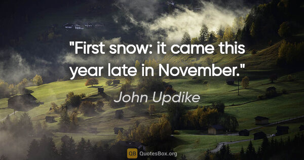 John Updike quote: "First snow: it came this year late in November."