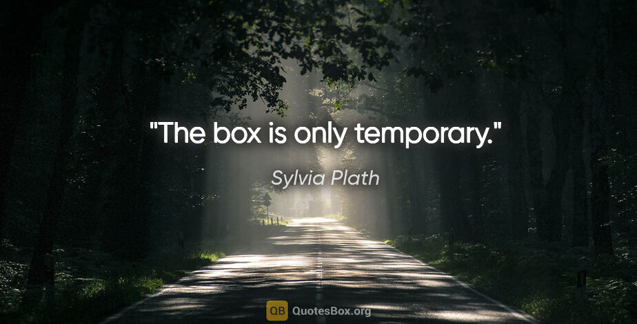 Sylvia Plath quote: "The box is only temporary."