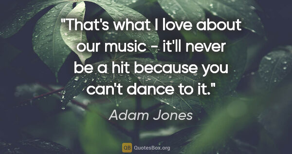 Adam Jones quote: "That's what I love about our music - it'll never be a hit..."