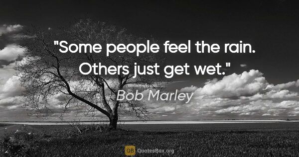 Bob Marley quote: "Some people feel the rain. Others just get wet."
