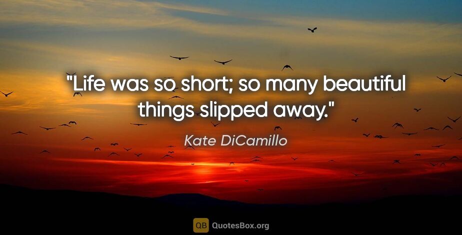 Kate DiCamillo quote: "Life was so short; so many beautiful things slipped away."