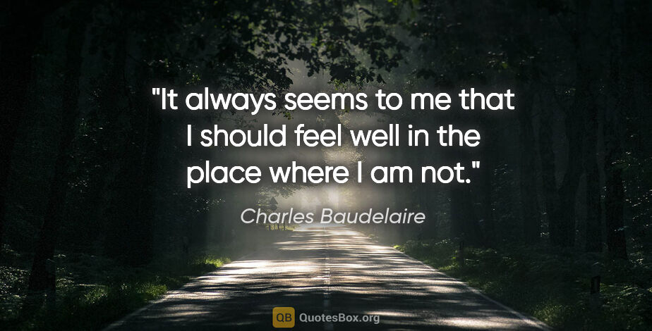 Charles Baudelaire quote: "It always seems to me that I should feel well in the place..."