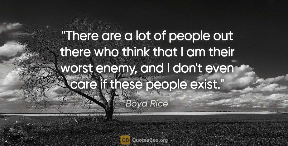 Boyd Rice quote: "There are a lot of people out there who think that I am their..."