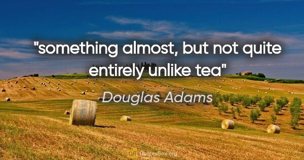 Douglas Adams quote: "something almost, but not quite entirely unlike tea"