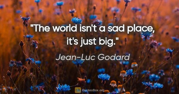 Jean-Luc Godard quote: "The world isn't a sad place, it's just big."