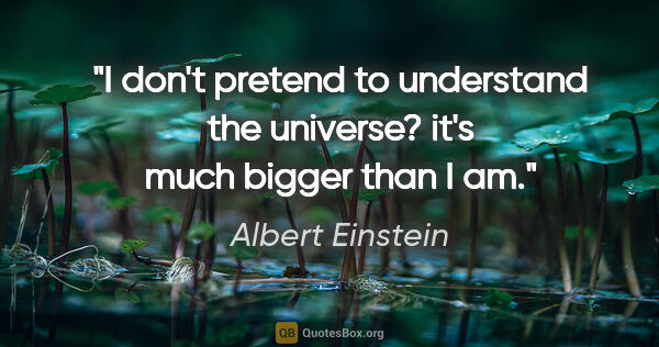 Albert Einstein quote: "I don't pretend to understand the universe? it's much bigger..."