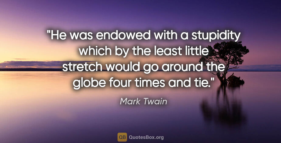 Mark Twain quote: "He was endowed with a stupidity which by the least little..."