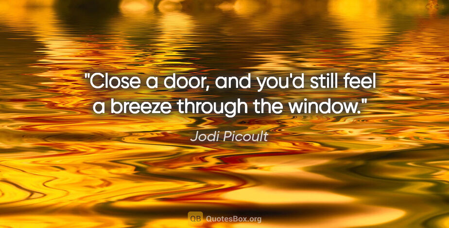 Jodi Picoult quote: "Close a door, and you'd still feel a breeze through the window."