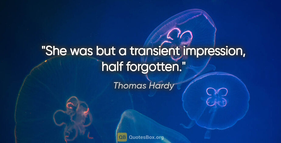 Thomas Hardy quote: "She was but a transient impression, half forgotten."
