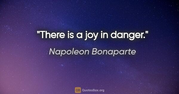 Napoleon Bonaparte quote: "There is a joy in danger."