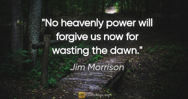 Jim Morrison quote: "No heavenly power will forgive us now for wasting the dawn."