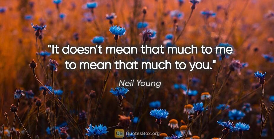 Neil Young quote: "It doesn't mean that much to me to mean that much to you."