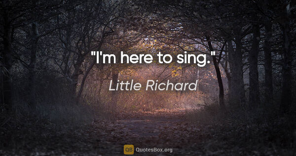 Little Richard quote: "I'm here to sing."