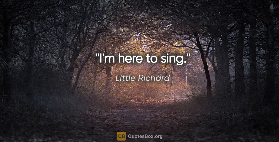 Little Richard quote: "I'm here to sing."