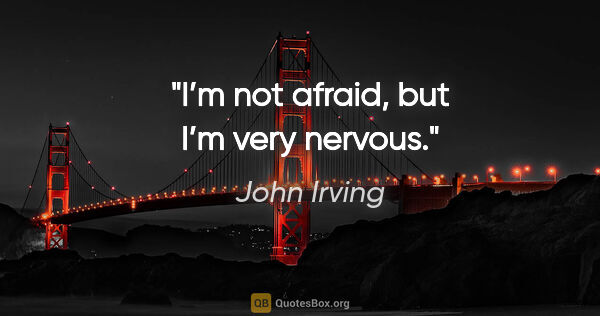 John Irving quote: "I’m not afraid, but I’m very nervous."