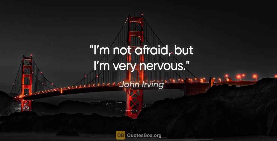 John Irving quote: "I’m not afraid, but I’m very nervous."