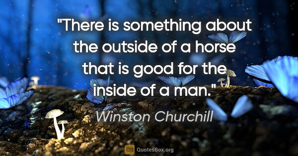 Winston Churchill quote: "There is something about the outside of a horse that is good..."