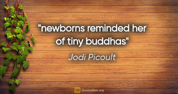 Jodi Picoult quote: "newborns reminded her of tiny buddhas"