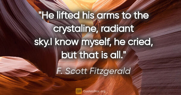 F. Scott Fitzgerald quote: "He lifted his arms to the crystaline, radiant sky."I know..."