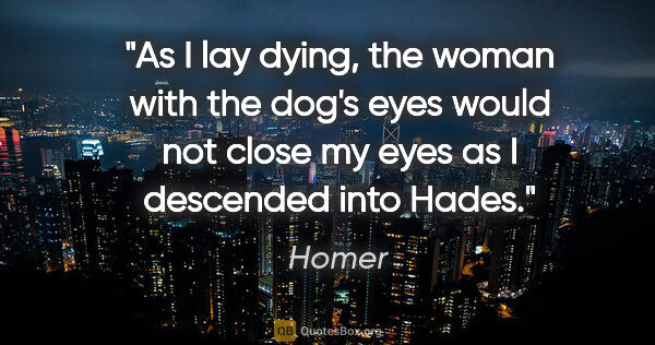 Homer quote: "As I lay dying, the woman with the dog's eyes would not close..."