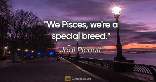 Jodi Picoult quote: "We Pisces, we're a special breed."