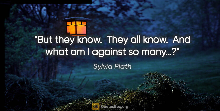 Sylvia Plath quote: "But they know.  They all know.  And what am I against so many…?"