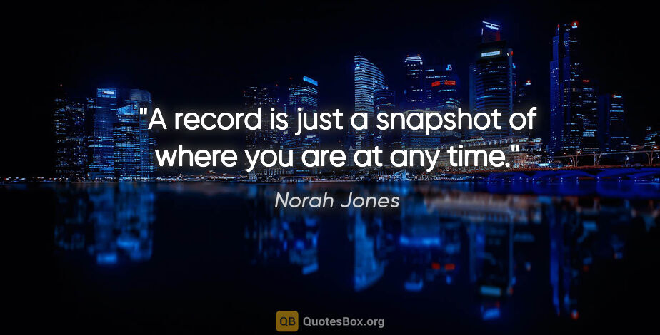 Norah Jones quote: "A record is just a snapshot of where you are at any time."