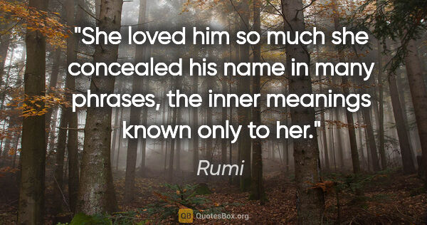 Rumi quote: "She loved him so much she concealed his name in many phrases,..."