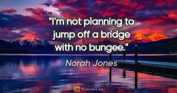 Norah Jones quote: "I'm not planning to jump off a bridge with no bungee."