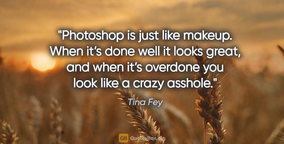 Tina Fey quote: "Photoshop is just like makeup. When it’s done well it looks..."