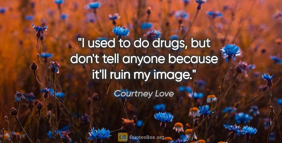 Courtney Love quote: "I used to do drugs, but don't tell anyone because it'll ruin..."