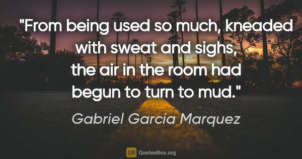 Gabriel Garcia Marquez quote: "From being used so much, kneaded with sweat and sighs, the air..."