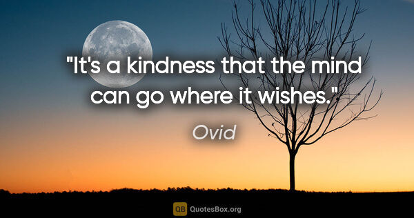 Ovid quote: "It's a kindness that the mind can go where it wishes."