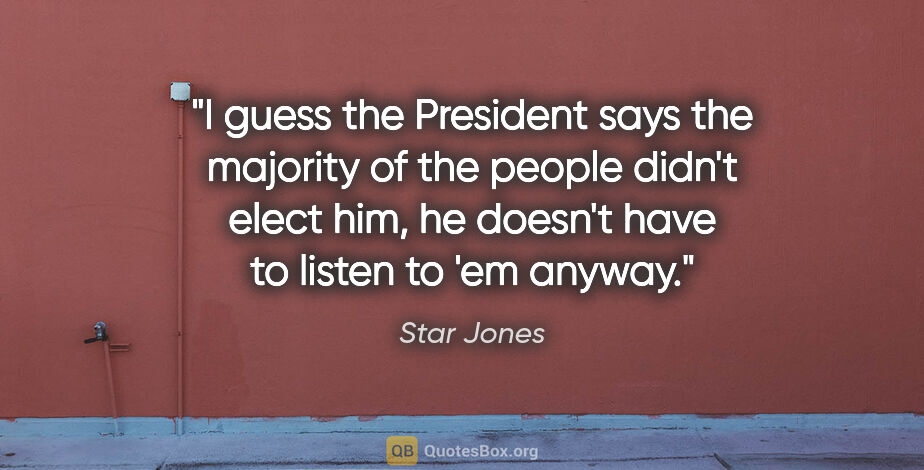 Star Jones quote: "I guess the President says the majority of the people didn't..."