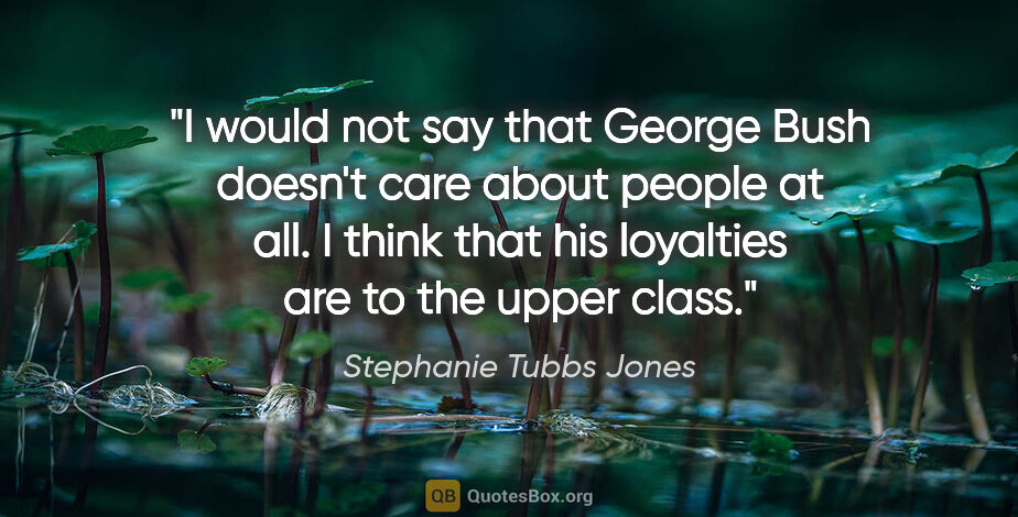 Stephanie Tubbs Jones quote: "I would not say that George Bush doesn't care about people at..."