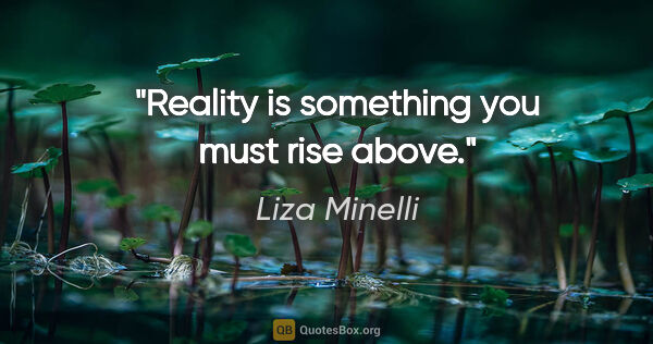 Liza Minelli quote: "Reality is something you must rise above."