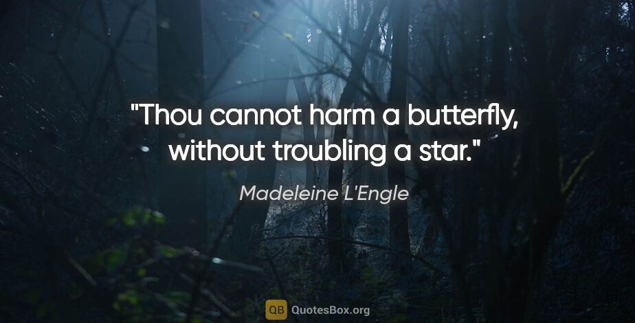 Madeleine L'Engle quote: "Thou cannot harm a butterfly, without troubling a star."