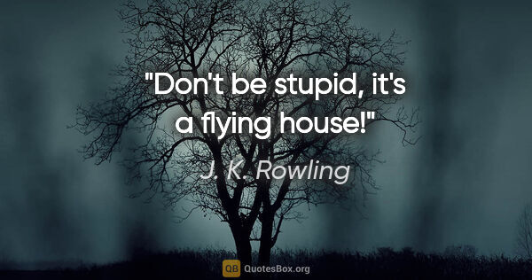 J. K. Rowling quote: "Don't be stupid, it's a flying house!"