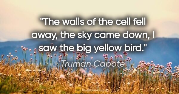 Truman Capote quote: "The walls of the cell fell away, the sky came down, I saw the..."