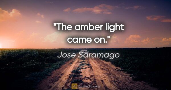 Jose Saramago quote: "The amber light came on."